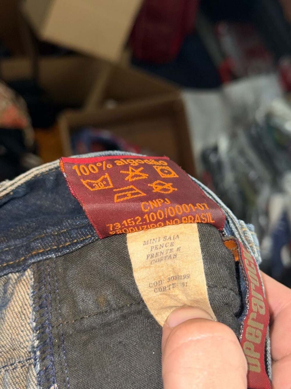Vintage Y2K OPRK Low Rise Distressed Denim Micro Mini Skirt with Back Patch - Picture 8 of 8